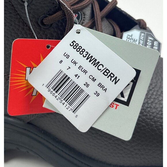 Skechers Work Steel Toe Boot Mens Wide Fit Brown Leather Safety Slip Resistant - Picture 11 of 13